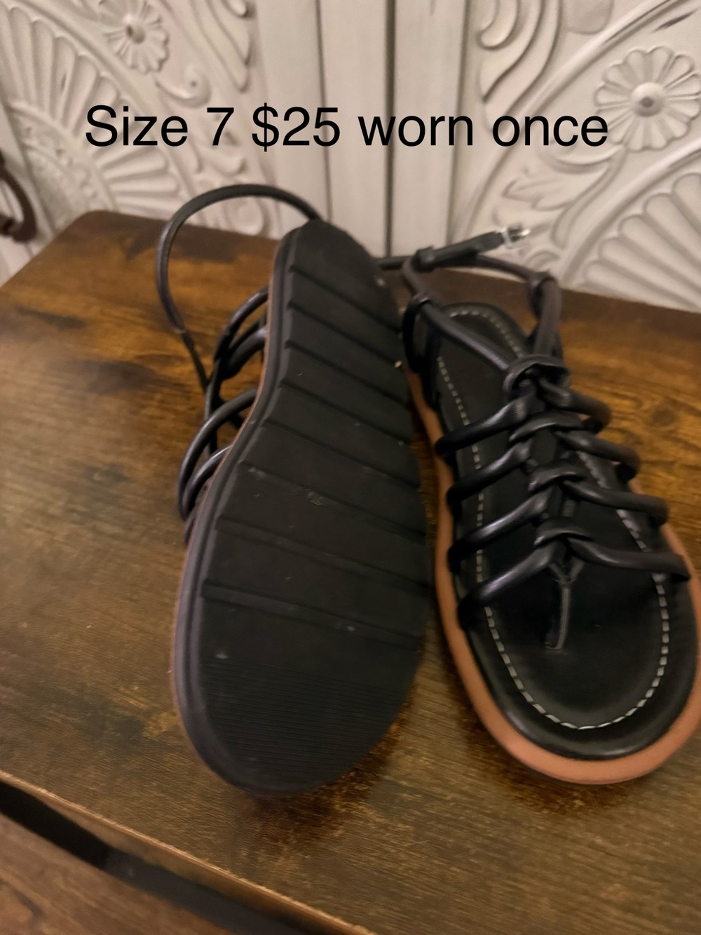 Nordstrom Black and Brown Strappy Flat Sandals